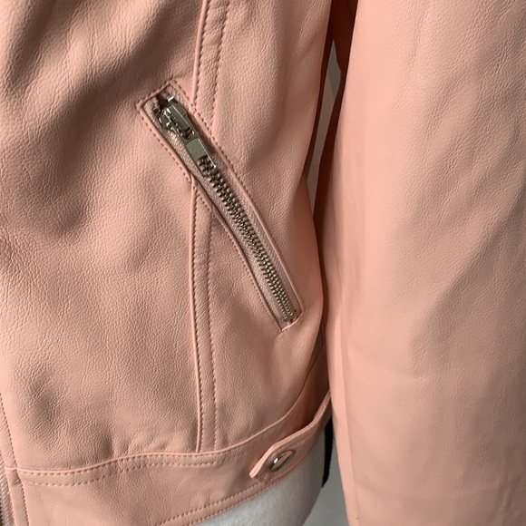 Blu Pepper Pink Vegan Leather Biker Jacket - Sz M - Picture 3 of 9